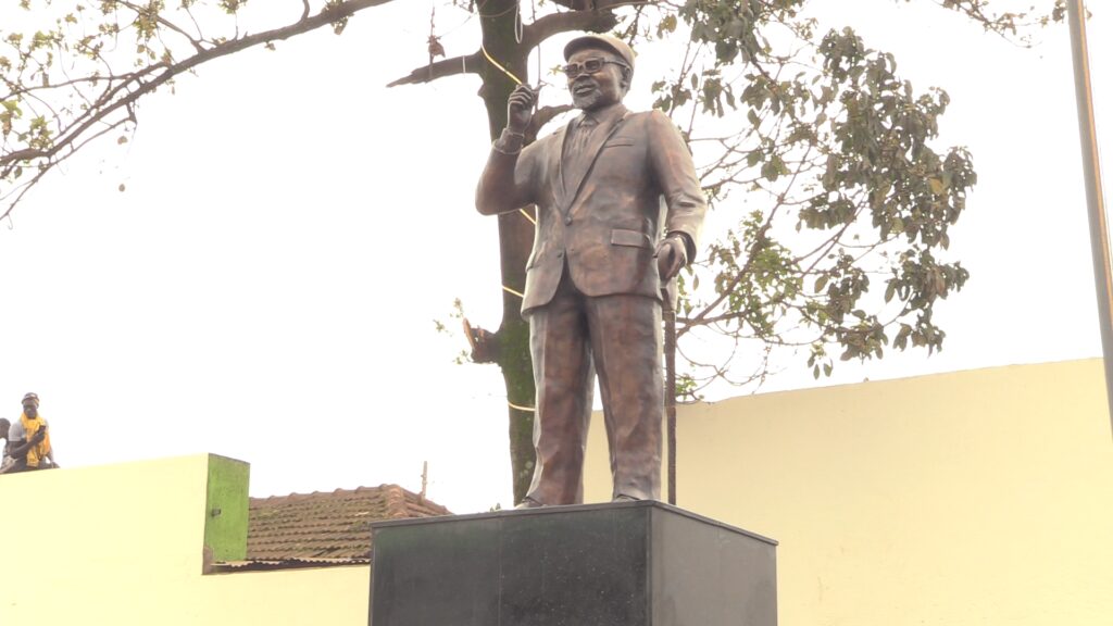 The statue of Masinde Muliro made of Bronze at the Kitale Bus Park [Photo-Mike Musungu, WKT]