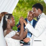 Tamara Wetang’ula and Anthony Njoroge exchange vows in a heartfelt moment during their glamorous wedding ceremony in Nairobi