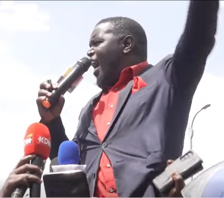 Gazemba appears on front page after leading pro-Ruto protests against The Standard